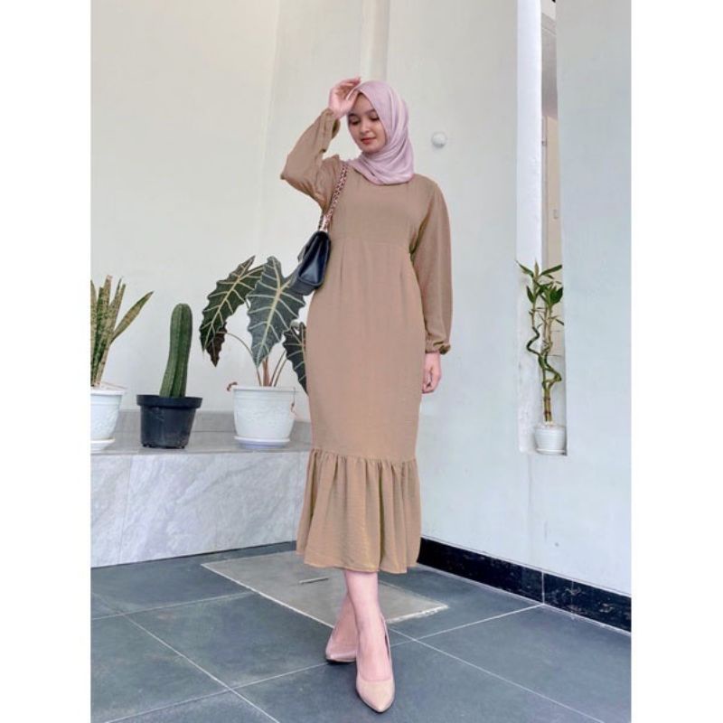 siska midi dress baju wanita remaja dewasa kekinian simple elegan dan mewah gamis kondangan terbaru 