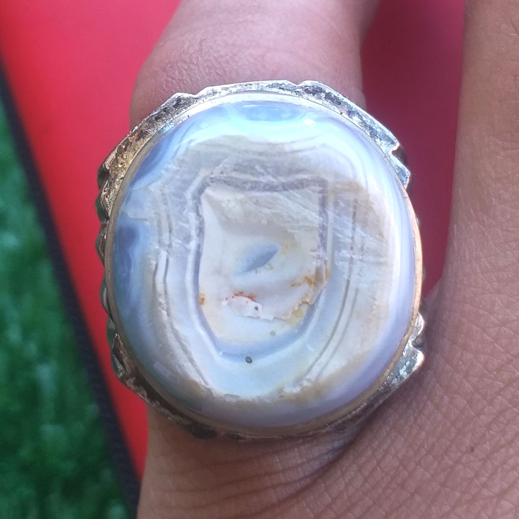 Batu Akik Biru Langit Antik Bentuk Asli Alami Simbol Kawah Pusar Bumi Dim-20