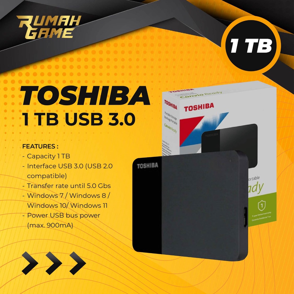 Hardisk External Toshiba 1TB Usb 3.0 Original 100%