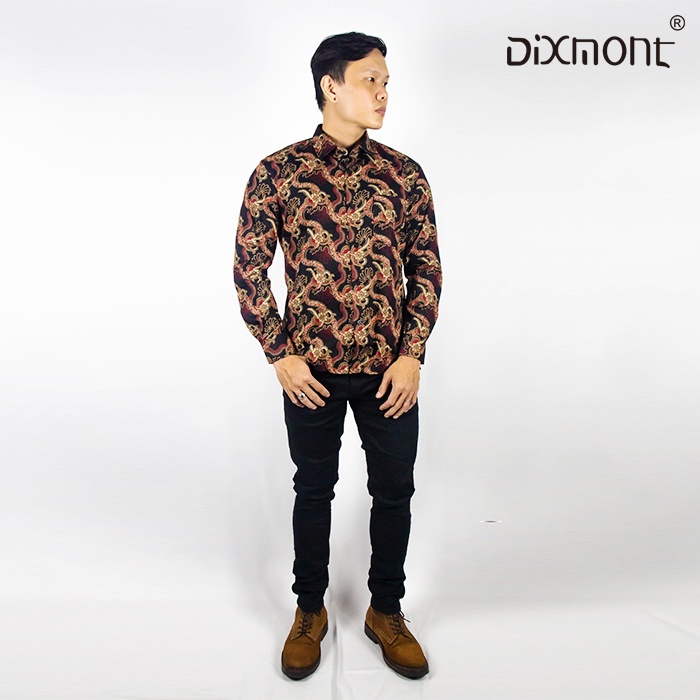 Dixmont Kemeja Pria Batik Panjang Hem BL00422