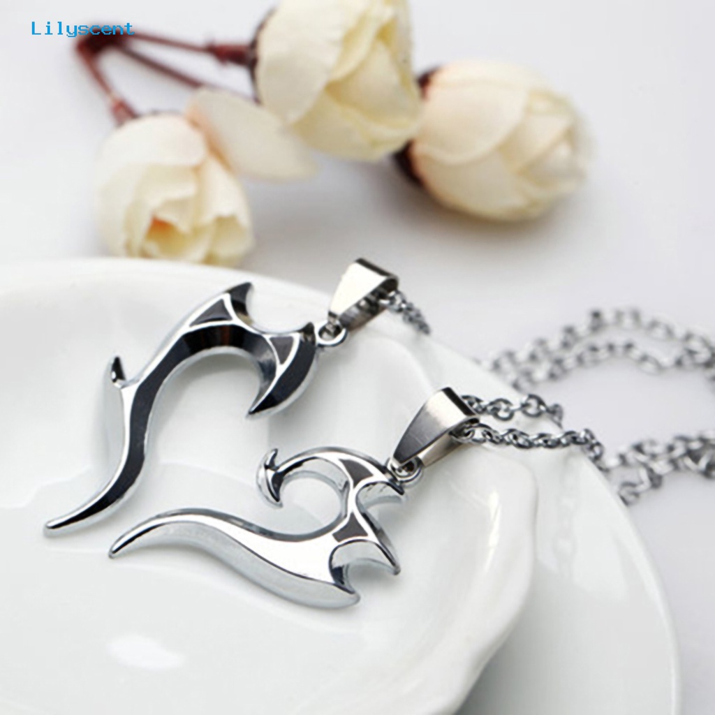 [LS] 1pasang Kalung Pasangan Liontin Bentuk Hati Fashionable Unisex Lover Matching Necklace Jewelry Untuk Pesta