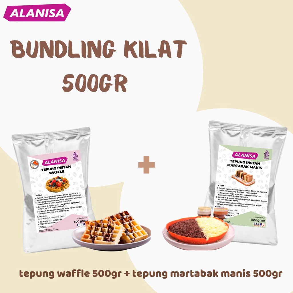 

BUNDLING KILAT 500GR ( TEPUNG WAFFLE + TEPUNG MARTABAK MANIS )