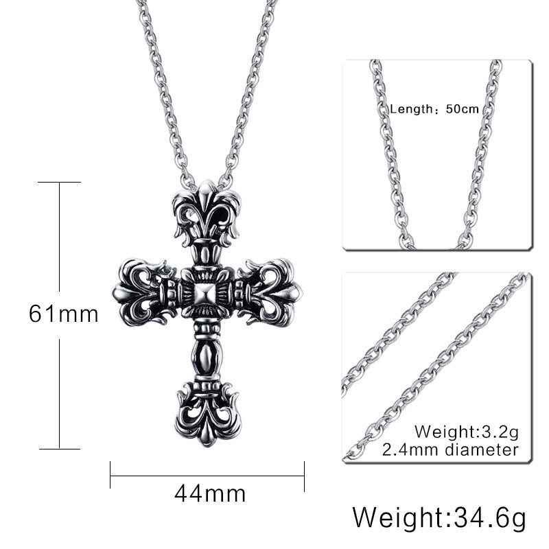 Kalung Liontin Salib | Kalung Bahan Stainless Steel | Kalung Rantai Klavikula Bahan Titanium Steel | Kalung Rantai Dengan Liontin Untuk Pria / Wanita