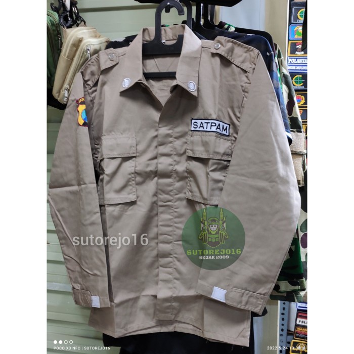 baju seragam lengan panjang pdl pria satpam security warna coklat
