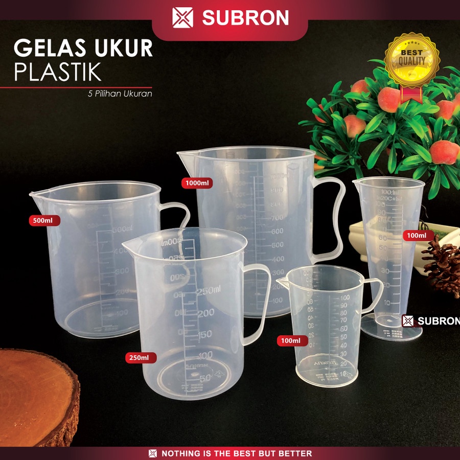 Gelas Ukur 1000 ml Plastik Garis Takar Ukur 1 Liter - SUBRON