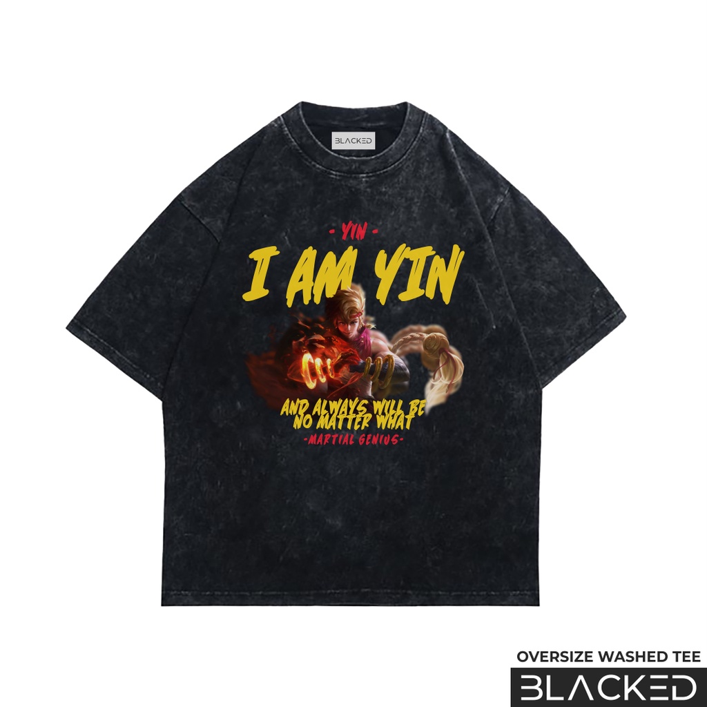 KAOS YIN MARTIAL GENIUS MLBB OVERSIZE / STONEWASH / OVERSIZED WASHED TEES / BAJU OVER SIZE MOBILE LE