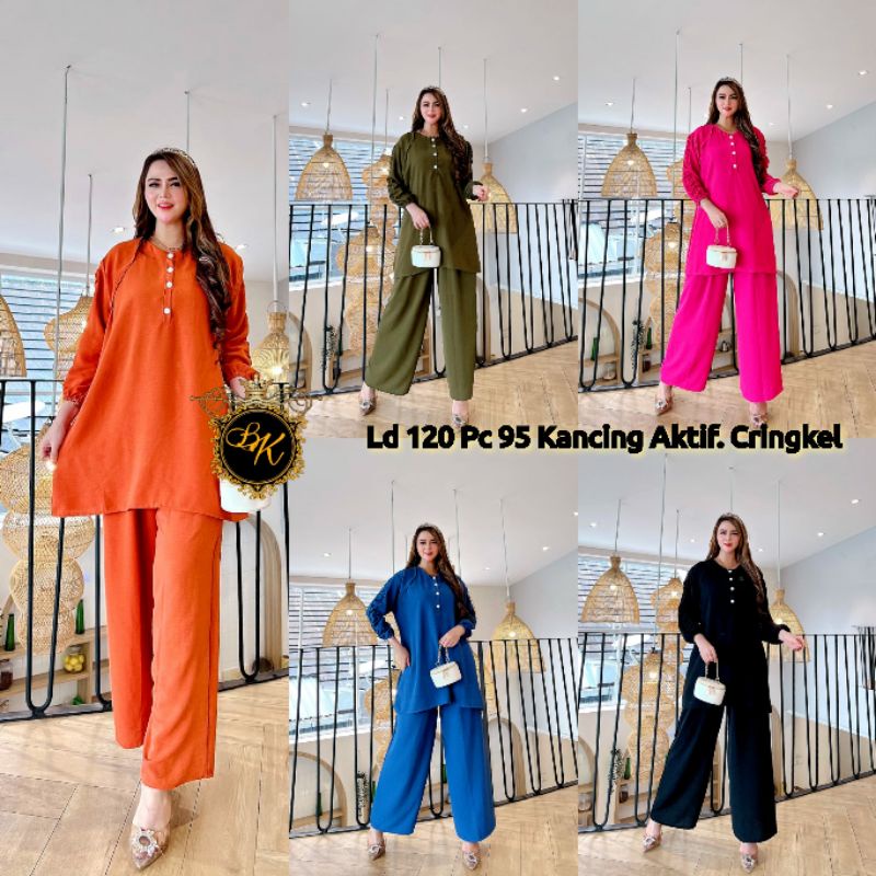 One Set Cringkel Jumbo Ld 120| One Set Tunik Cringkel Jumbo |One Set Setelan Cringkel | Setcel arab 