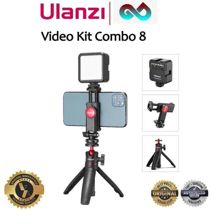 Terlaris Ulanzi Video Kit Combo 8 Paket Vlog Buat Vlogging Led Tripod Holder Hp