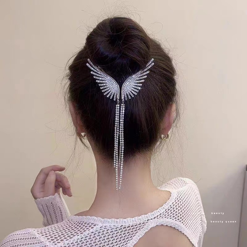 Korea Mutiara Berlian Imitasi Jumbai Jepit Rambut Fashion Logam Ponytail Hair Clip Wanita Aksesoris Rambut