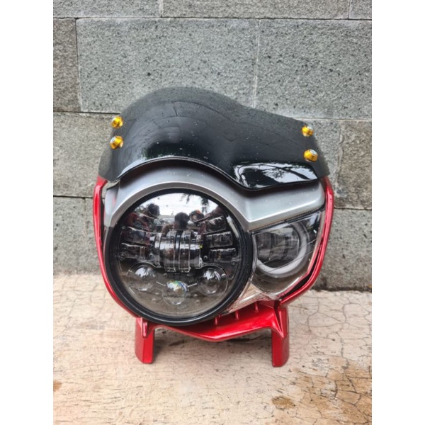 Lampu tiger revo pece set cover merah plus daymaker 16 led plus daymaker mini 3 mata lampu tiger pec