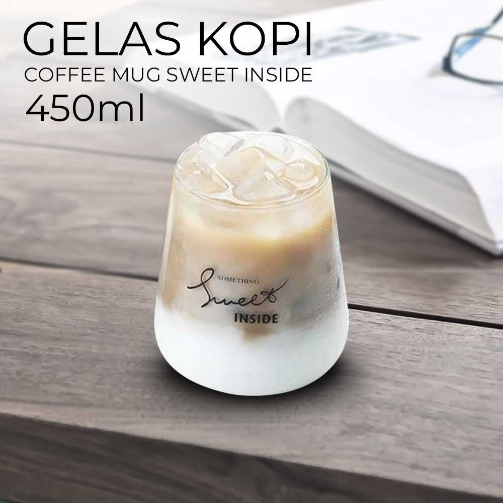 (BISA COD) FTIHSHP OLOEY Gelas Cangkir Kopi Glass Coffee Mug Sweet Inside 450ml - 0081