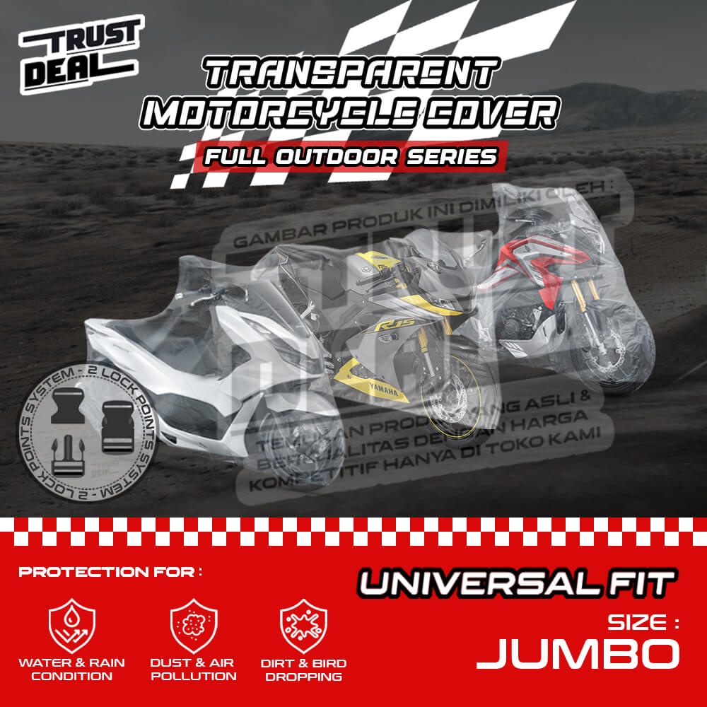 Cover Sarung Motor Plastik Transparan PCX, NMAX, VARIO 160, AEROX Size JUMBO Tebal Waterproof