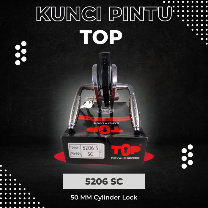 Kunci Pintu Kecil TOP Royale Series 5206 S BNS SN 50 MM Cylinder Lock