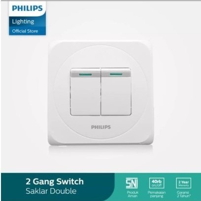 Saklar Seri Double PHILIPS  IB Inbow Dua Ganda 2 Gang 1 Way SNI PREMIUM