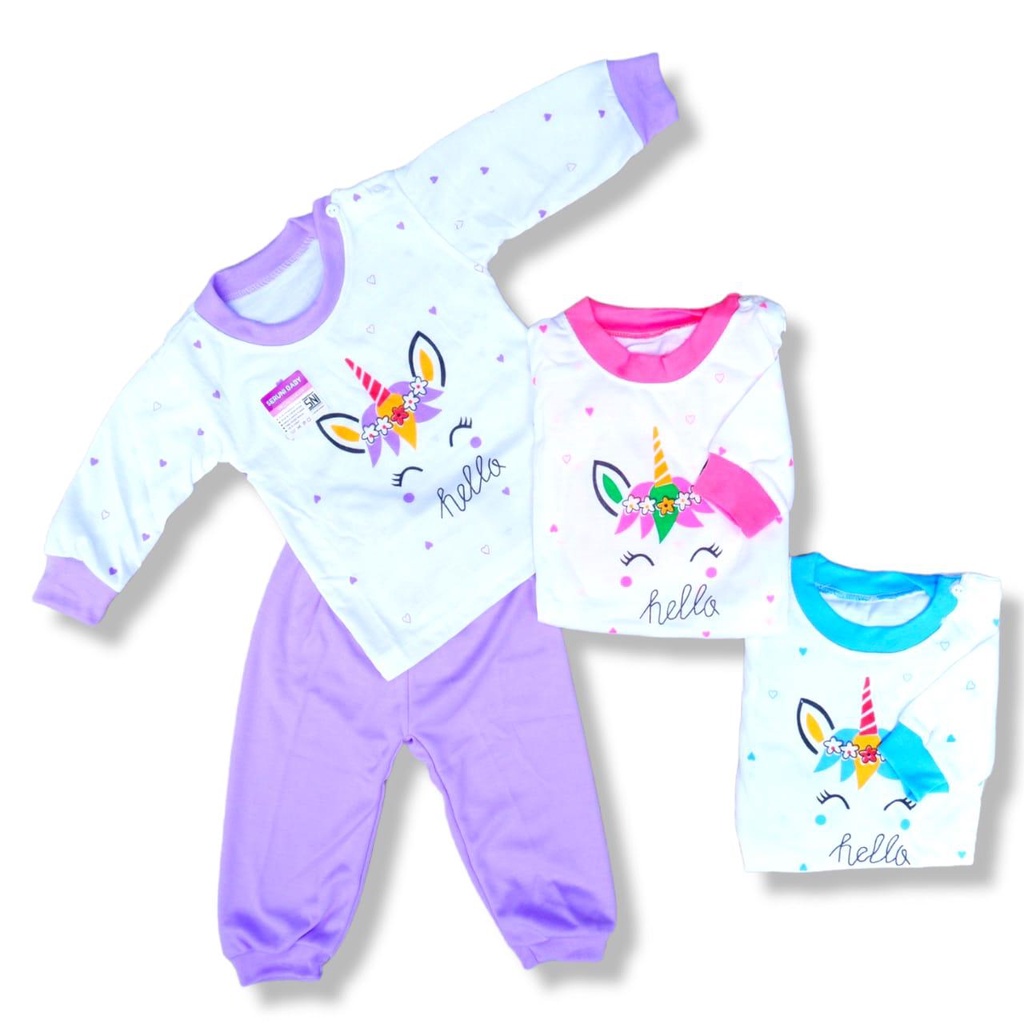 (NDL003)Set Setelan Baju Bayi SNI 3-18 Bulan Seruni Baby Bahan Katun TC Variant Motif