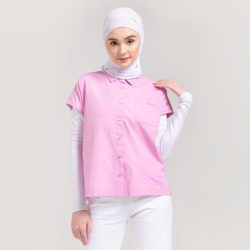 3Second Kemeja Polos Original LenganPendek 100% Cotton Katun Shirt Basic Wanita Ungu 040122
