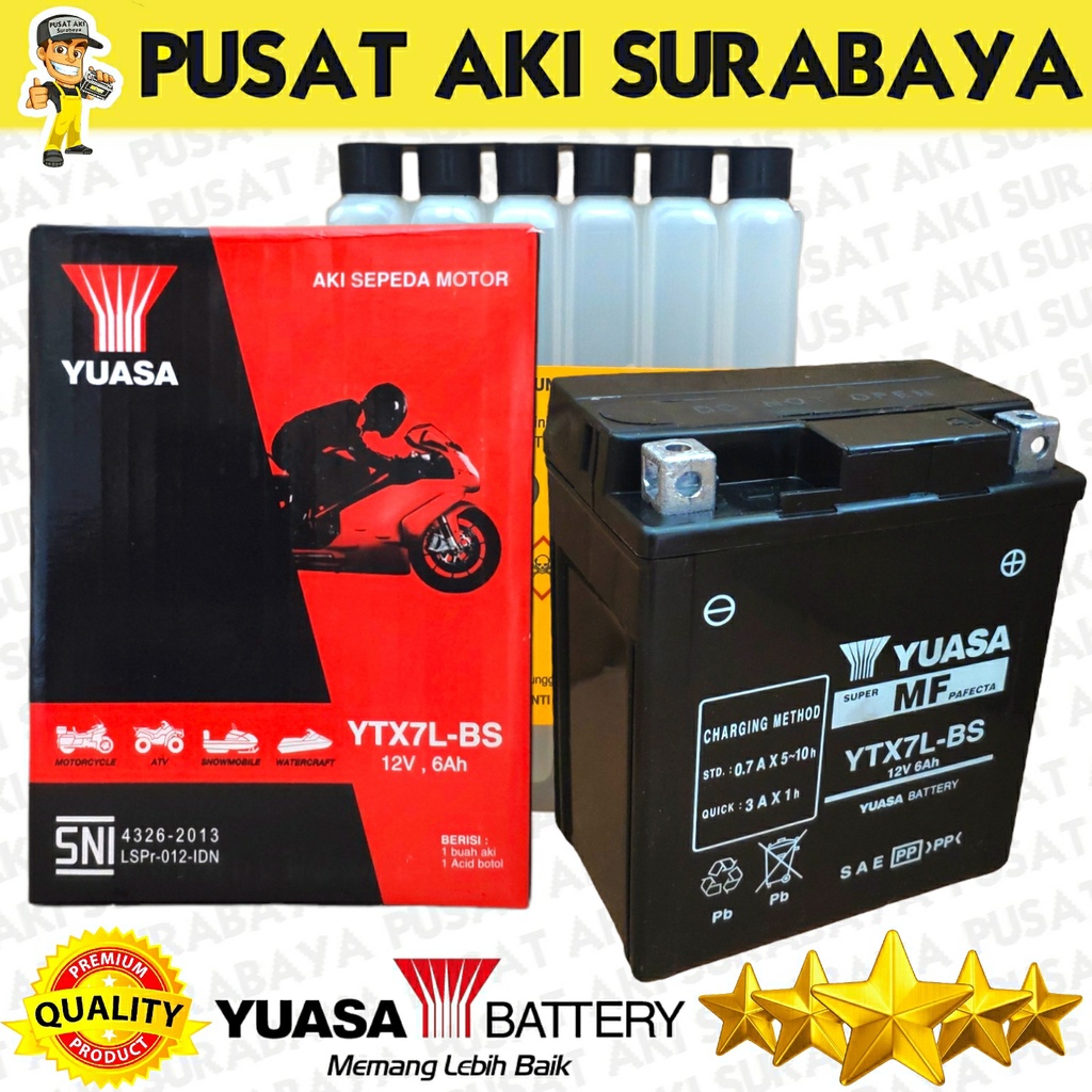 YUASA YTX7L - BS ACCU ORIGINAL BERKUALITAS TINGGI UNTUK MOTOR CMX 250 ADV 250 CRF 250 KLX 250 YZF R25 MBTX7U