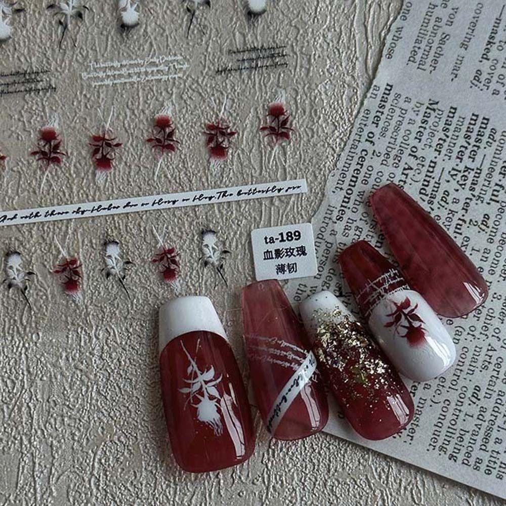 Mxbeauty Stiker Kuku Mawar Wanita Fashion Manicure Aksesoris Perekat Diri Bronzing Nail Stickers