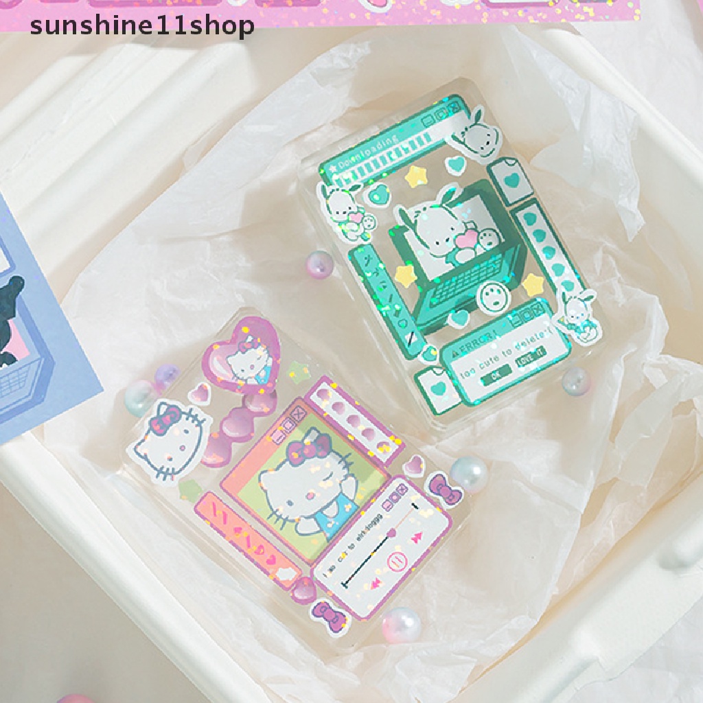 Sho New Sanrio Cinnamoroll Melody Girl Lucu Tangan Rekening Stiker Kartun Diy Goo Card Stiker Rekening Tangan Bahan Glitter Stiker N