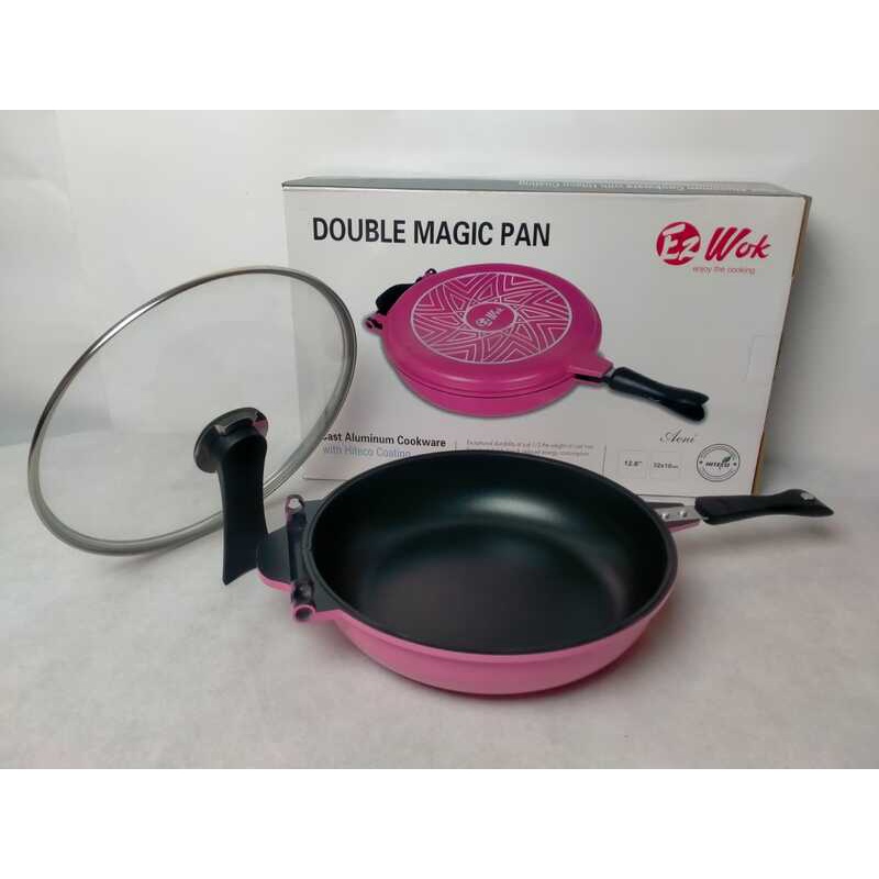 Moegen Ez Wok Double Pan Series 32cm With Glass Lid
