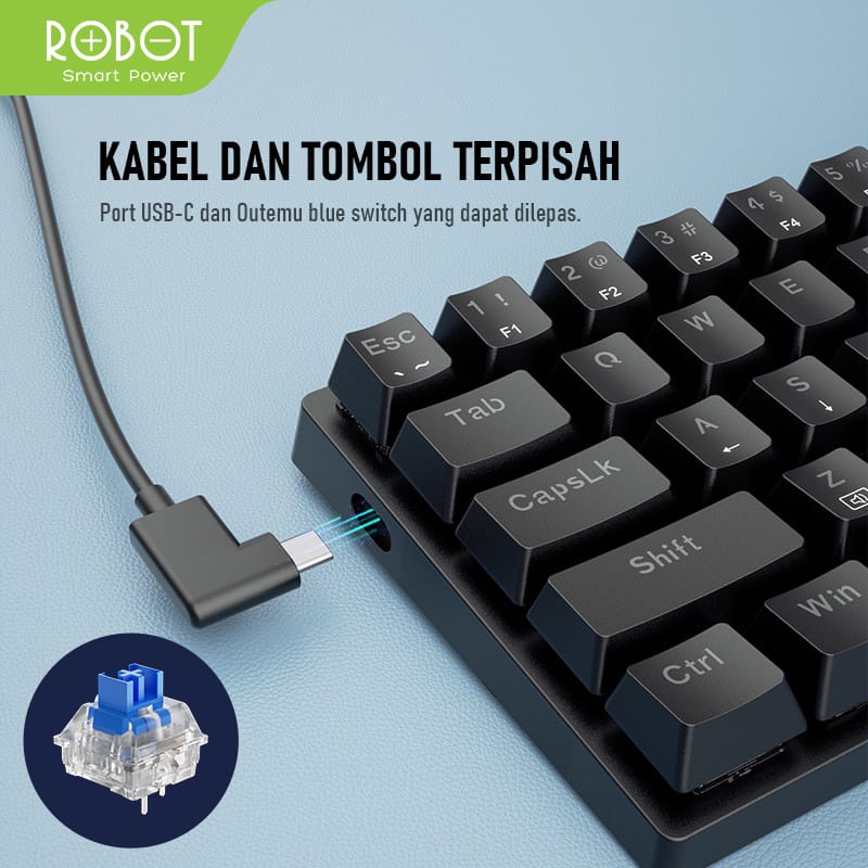 C_    KEYBOARD GAMING WIRED ROBOT KB20 MECHANICAL 63 KEYS RAINBOW