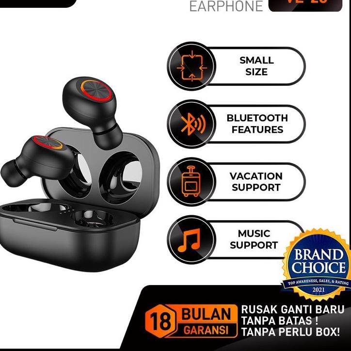 ❀ Headset/Handfree/earphone TWS 5.0 Veger Wireless VE-26 Bluetooth 5.0 TWS Earbuds ➭