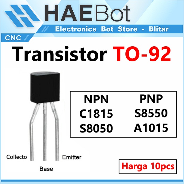 [HAEBOT] Amplifier Transistor S8050 C1815 S8550 A1015 NPN PNP TO-92 10 pcs 3 Pin 50V Komparator Power