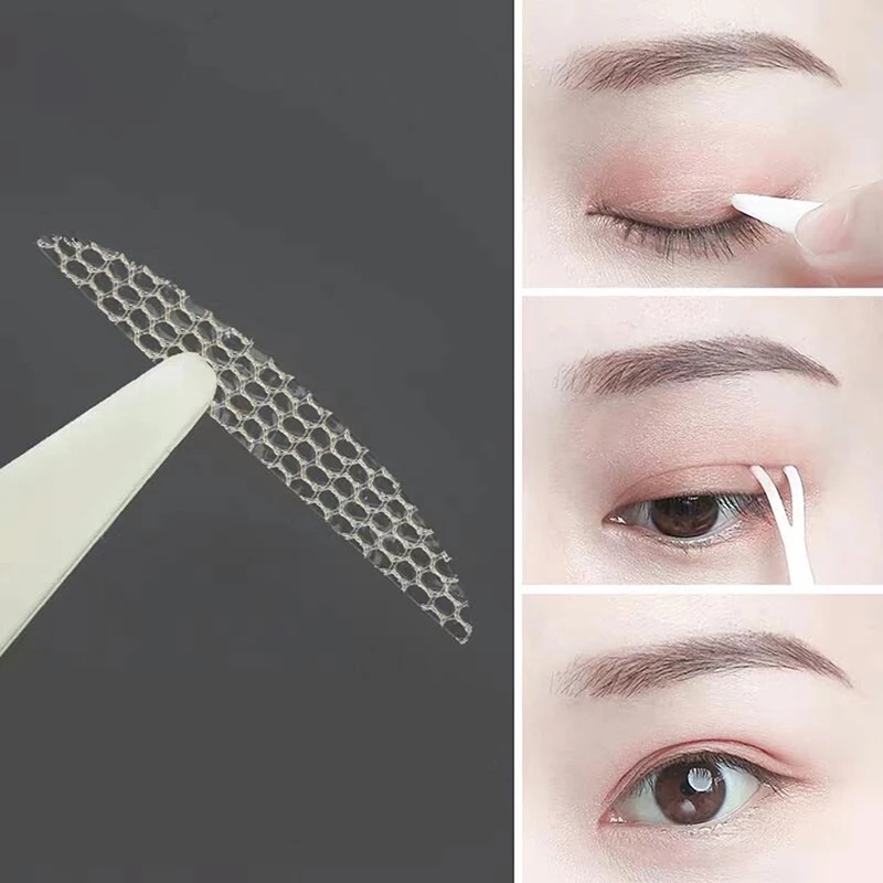 1pcs Invisible Double Fold Eyelid Lace Sticker Eyelid Tape Stiker Garis Krem Bening Perekat Diri Tape Mata Alat Makeup Untuk Wanita Dan Anak Perempuan