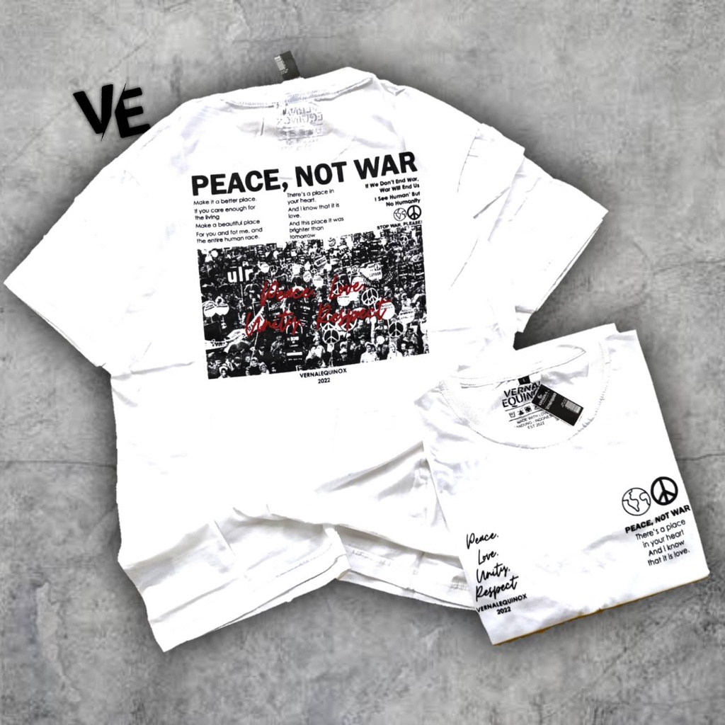 Kaos PEACE NOT WAR - Vernalequinox / Vernal Equinox / Kaos Distro Bandung / Kaos Pria &amp; Wanita / Kaos Unisex Oversize Cricket Sevenkey Nexttime