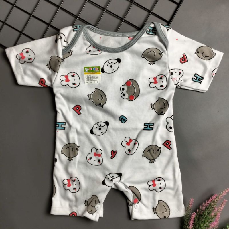 romper bayi newborn 0-3 bulan putih motif