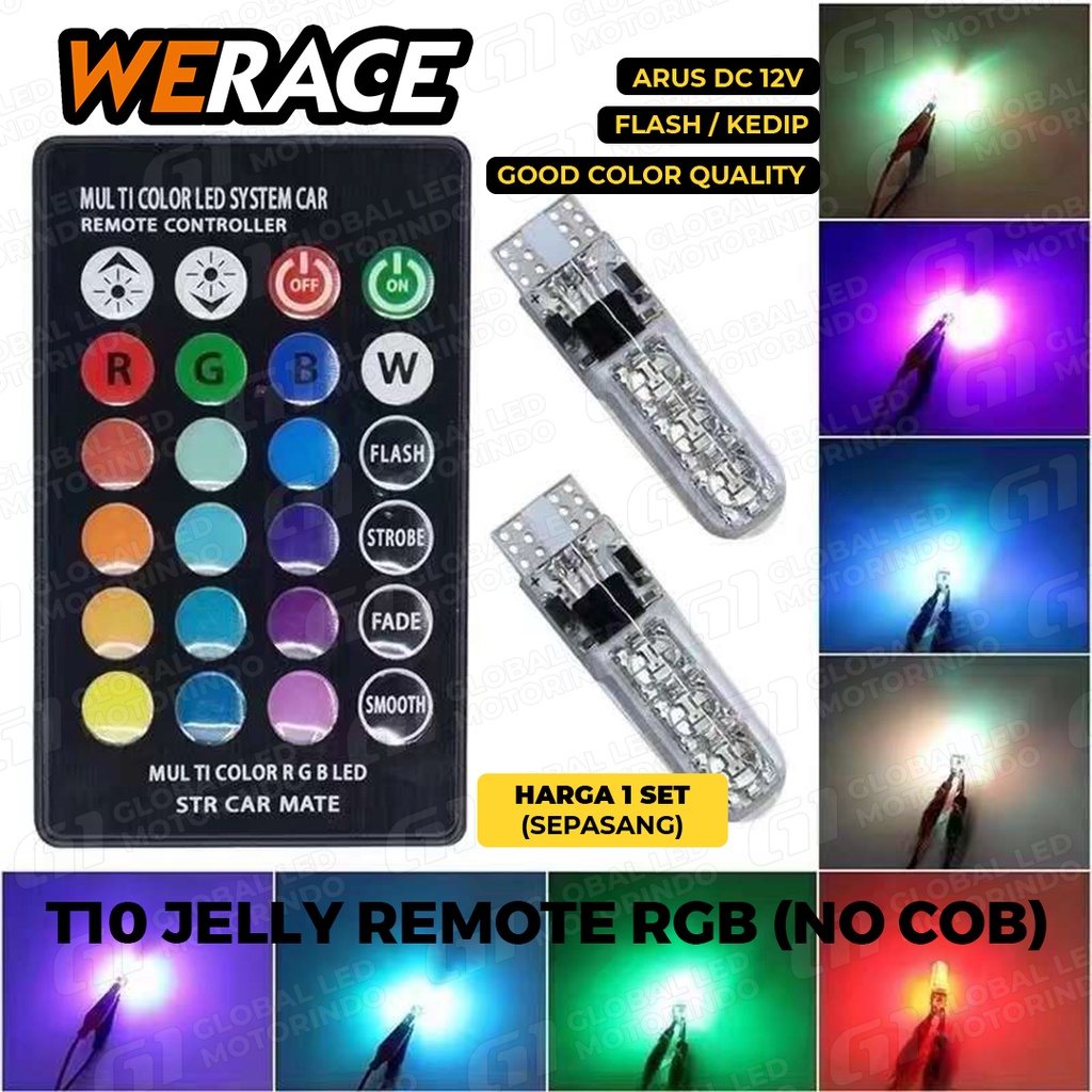 [WERACE] LAMPU LED T10 RGB 16 WARNA SEN SENJA REMOT / REMOTE HARGA SATU SET