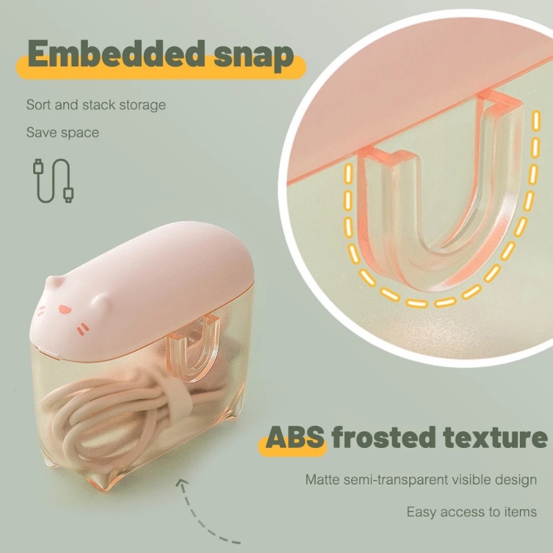 Kotak Penyimpanan Kabel Data Kucing Kartun/Kotak Charger Handphone Tahan Debu Portabel Dengan Penutup
