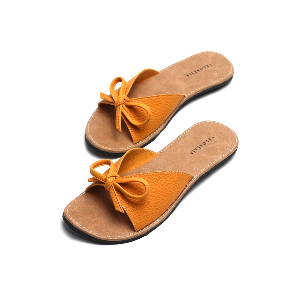 Sandal Slop Papirut Motif Kulit Jeruk Sendal Wanita Kekinian Papirut Alas Karet Anti Licin Velonesia - Gina