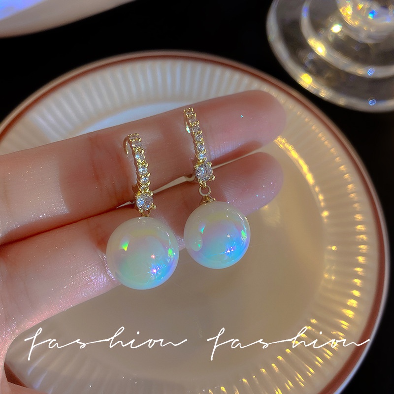 Anting Mutiara Wanita Korea Bulat Gesper Warna-Warni fashion vintage