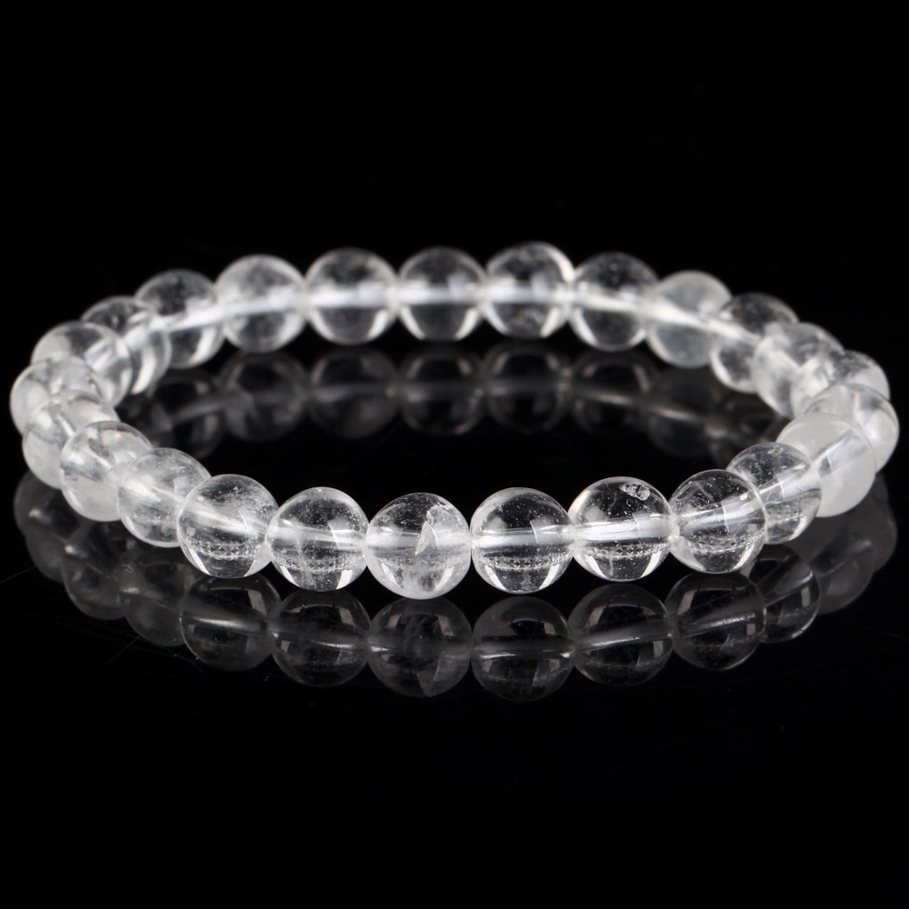 Gelang Natural White Clear Quartzs Crystals Stone Bracelet 6 8 10mm