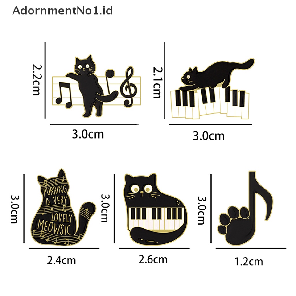 [AdornmentNo1] Piano Hitam Dan Putih Kunci Kucing Bros Enamel Pin Kitty Paw Black Cat Brooch Lapel Badge Fashion Kartun Hewan Dekorasi Medali Perhiasan [ID]