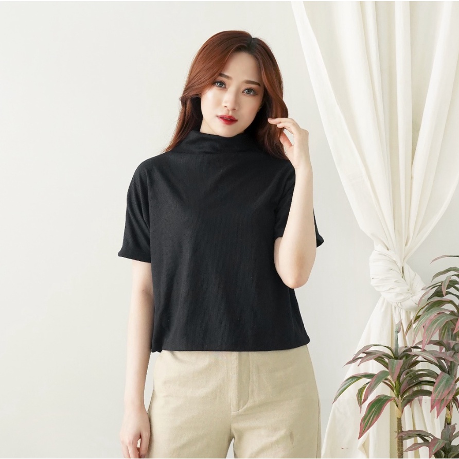 CAVALU Korean Knit Top Rajut Turtleneck Kaos High Neck Oversize Kaos Wanita 100