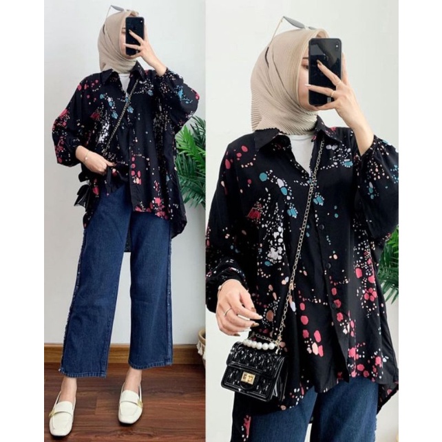 Kemeja wanita oversize bahan rayon viscose best quality - Maite oversize