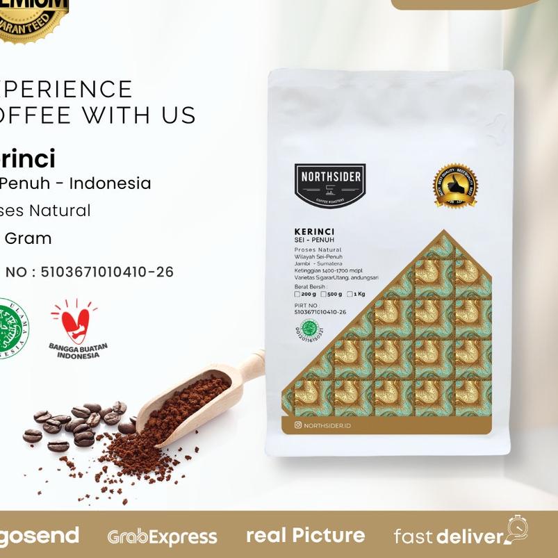 

☈ BIJI KOPI ARABIKA KERINCI SUNGAI PENUH NATURAL - 200GR NORTHSIDER COFFEE ☞