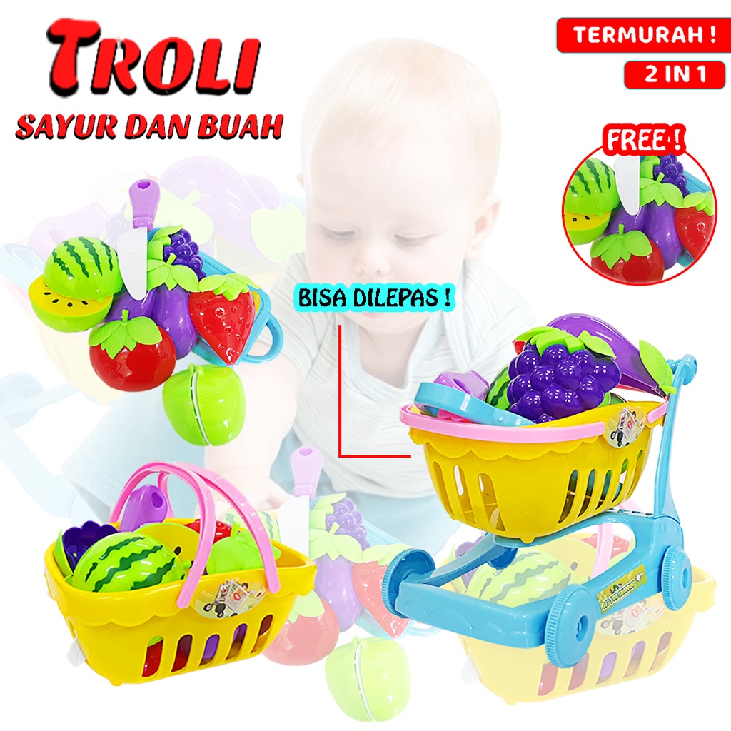 Mainan Masak-Masakan/ Mainan  Troli Buah/ Troly Buah Dan Sayur MF38 JSP