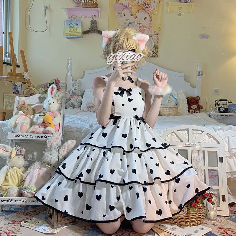 [MikanHiro Store] Extra-large fat MM Stardust Garden Eros JSK suspender layered polka-dot lolita cake dress