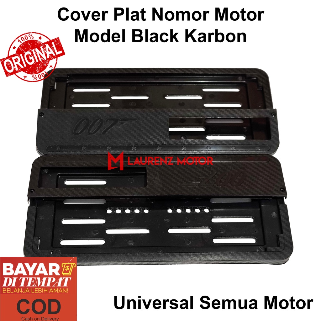Cover Dudukan Plat Nomor Motor Karbon Hitam UNIVERSAL Variasi