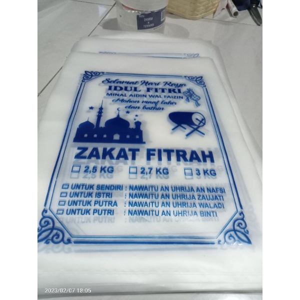 plastik kemasan beras zakat 2,5kg