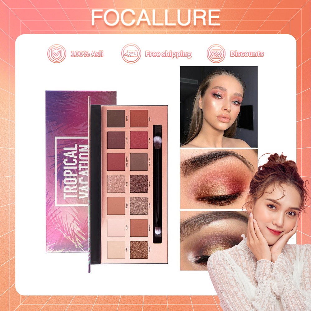 FOCALLURE Tropical Vaction Eyeshadow Palette Kosmetik Alis High Pigment And Smooth Powder Long Lasting Palette Kosmetik