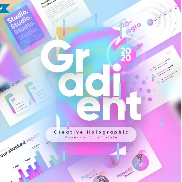 

NS Gradient Holographic Powerpoint Presentation Template Fully Animated