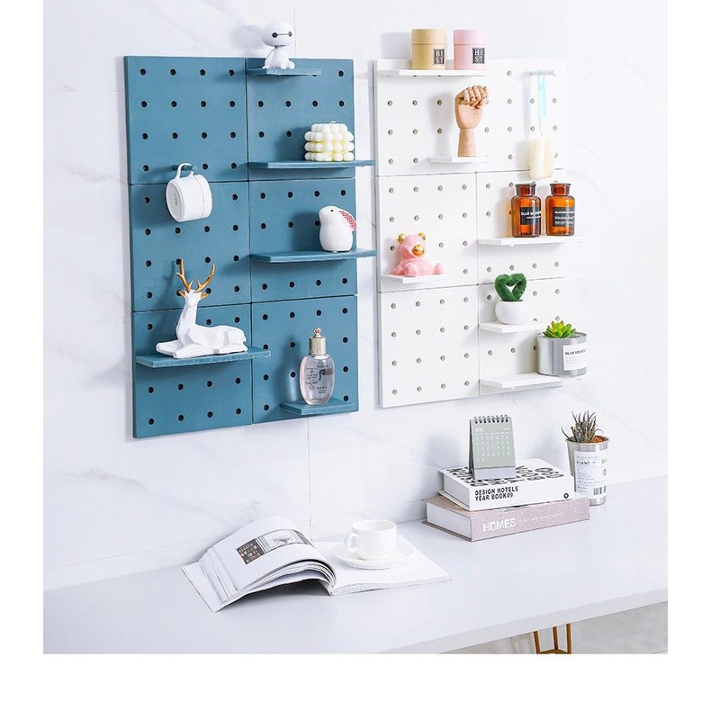 Rak Dinding Minimalis Papan Lubang Pegboard Organizer Tempel Dinding Serbaguna