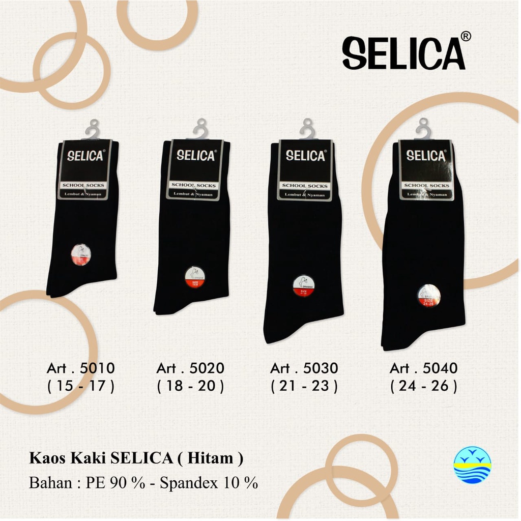 Kaos Kaki Sekolah Panjang SELICA 5040 hitam / Kaus Kaki SD SMP 5040 HITAM