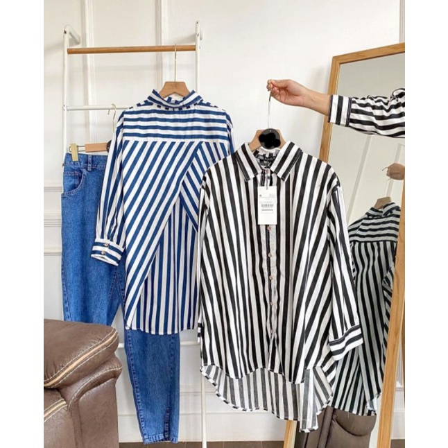 kemeja katun salur zara prenium silang blakang
