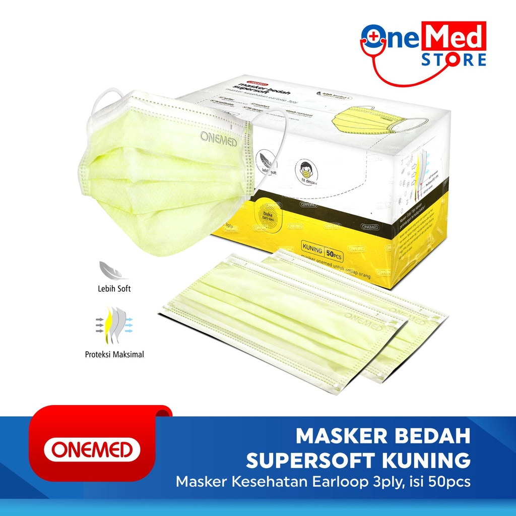 Masker Karet Super Soft Kuning Onemed Box Isi 50 Pcs OJ2