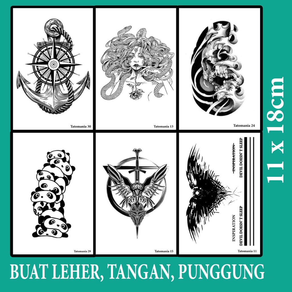 IF-Stiker tato temporer semi permanen anti air seri tatomania